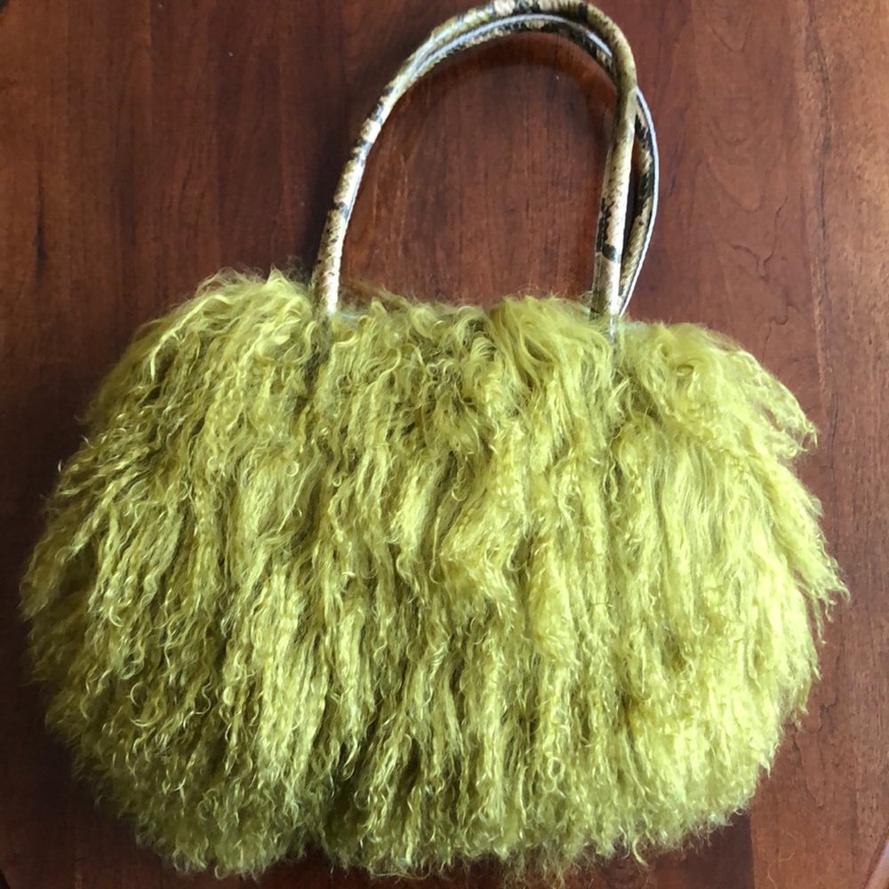 Elena Girardi unique handmade lamb fur leather bag